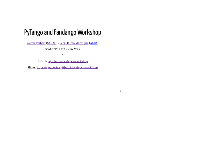 pytango and fandango workshop