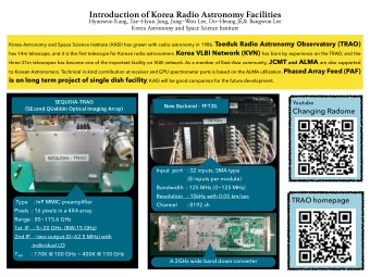 Introduction of Korea Radio Astronomy Facilities  Hyunwoo Kang, Tae-Hyun Jung, Jung-Won Lee,
