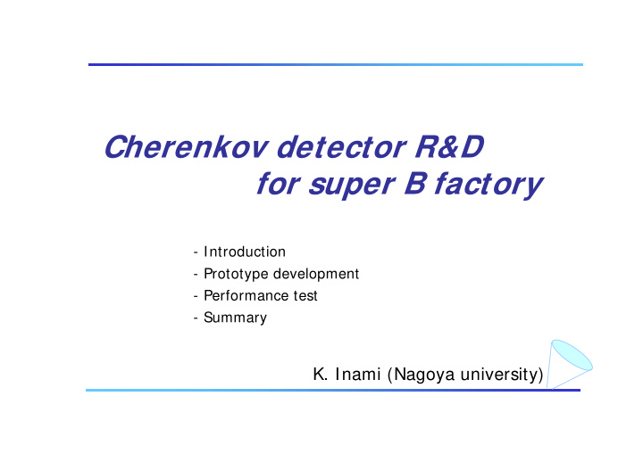 cherenkov detector r d for super b factory
