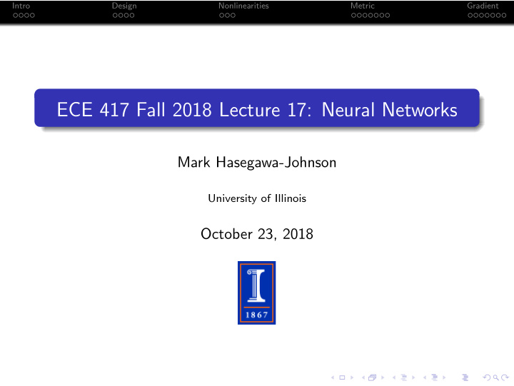 ece 417 fall 2018 lecture 17 neural networks