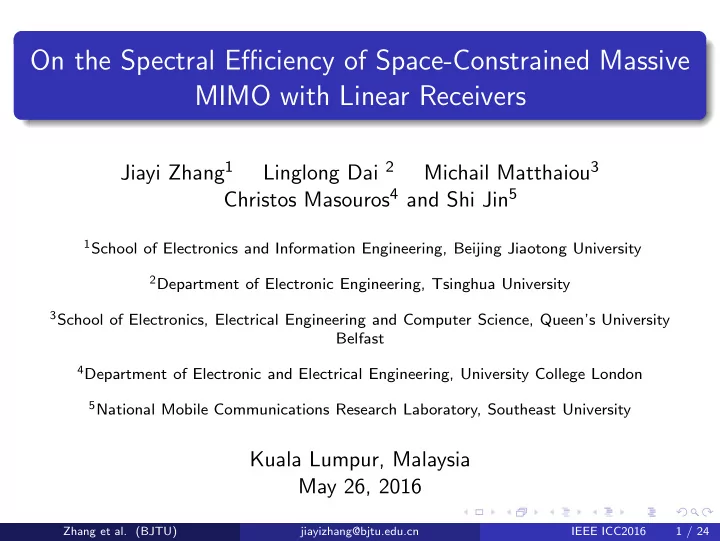 on the spectral efficiency of space constrained massive