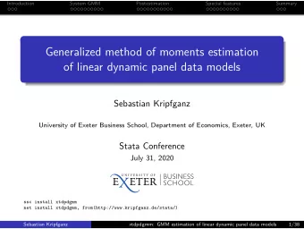 Generalized method of moments estimation  of linear dynamic panel data models  Sebastian Kripfganz