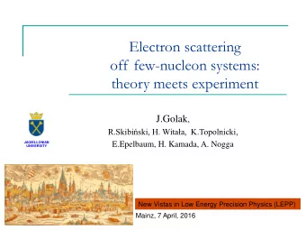 Electron scattering  off few-nucleon systems:  theory meets experiment J.Golak ,  R.Skibiski, H.