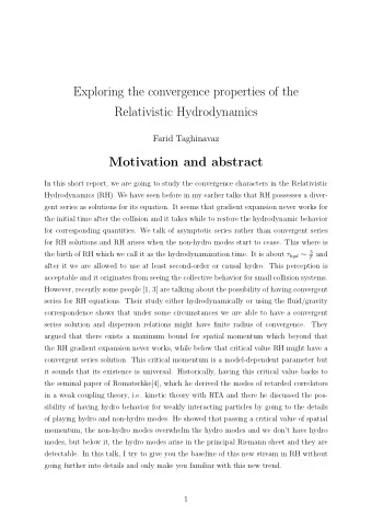 Exploring the convergence properties of the  Relativistic Hydrodynamics  Farid Taghinavaz