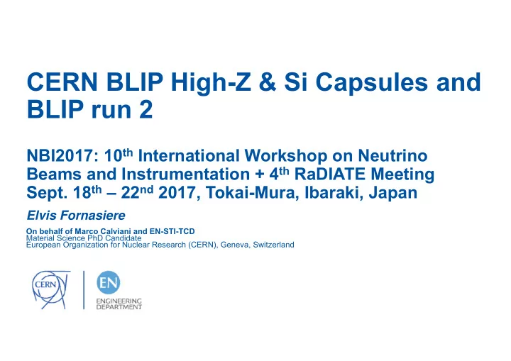 cern blip high z si capsules and blip run 2