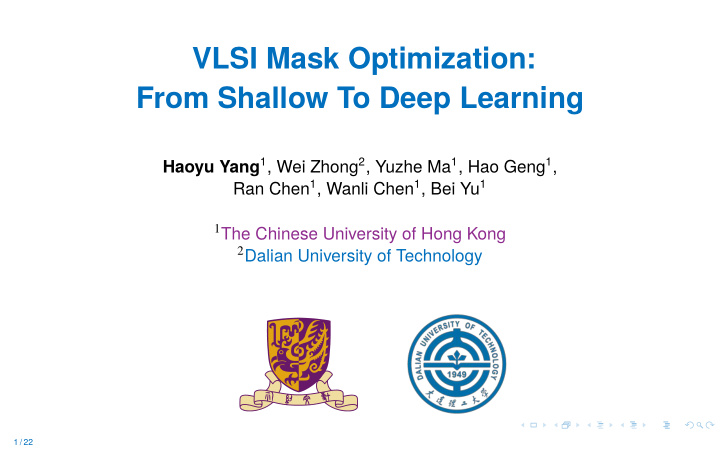vlsi mask optimization from shallow to deep learning