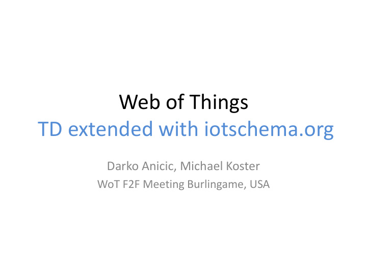 td extended with iotschema org