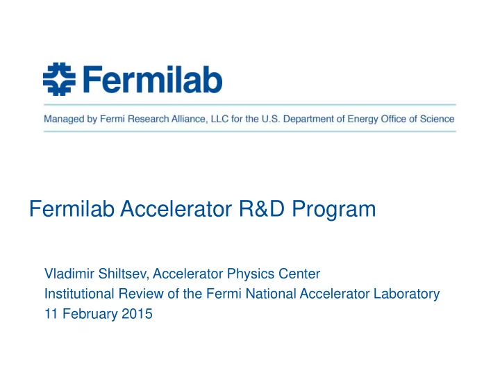 fermilab accelerator r d program