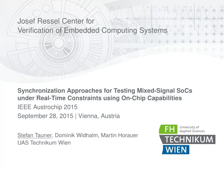 josef ressel center for verification of embedded