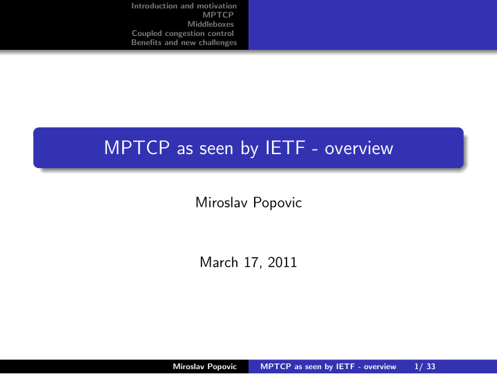 mptcp as seen by ietf overview