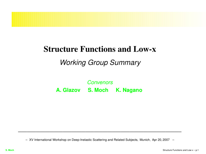 structure functions and low x