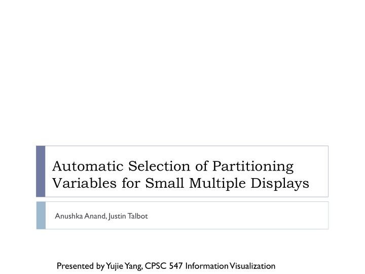 automatic selection of partitioning variables for small