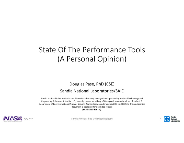 state of the performance tools a personal opinion
