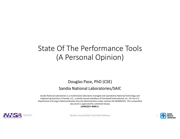 state of the performance tools a personal opinion