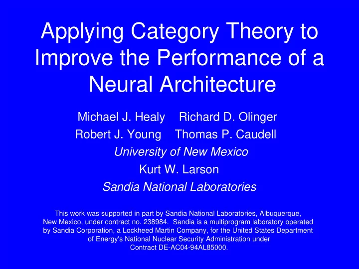 applying category theory to improve the performance of a