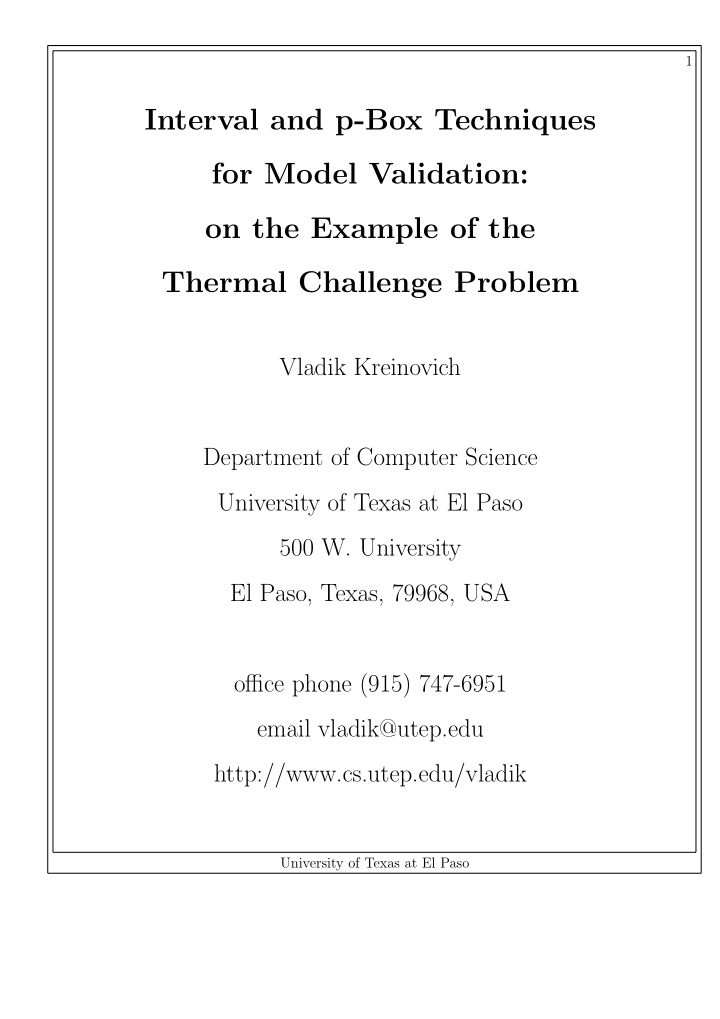 interval and p box techniques for model validation on the