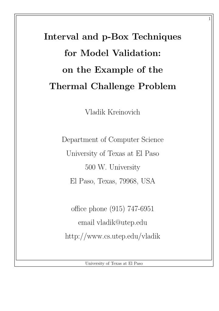 interval and p box techniques for model validation on the