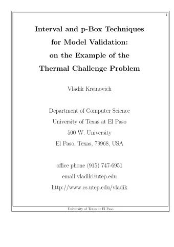 Interval and p-Box Techniques  for Model Validation:  on the Example of the  Thermal Challenge