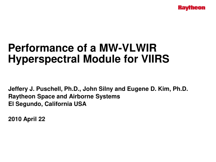 performance of a mw vlwir hyperspectral module for viirs