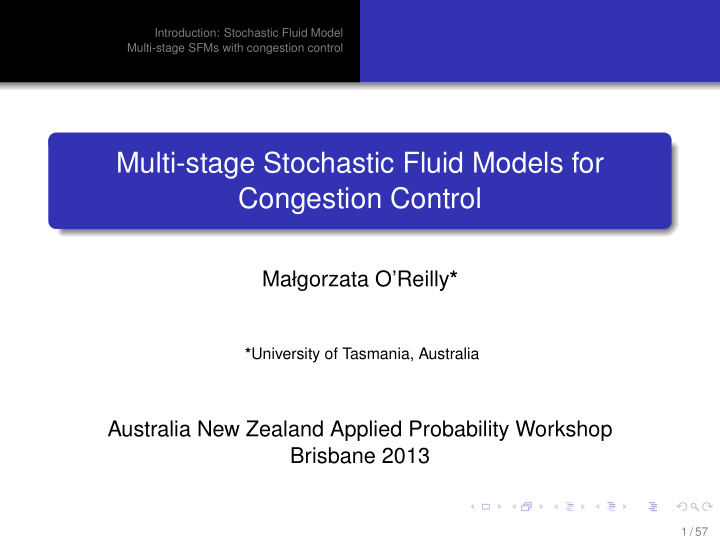 multi stage stochastic fluid models for congestion control