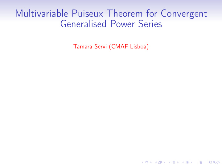 multivariable puiseux theorem for convergent generalised
