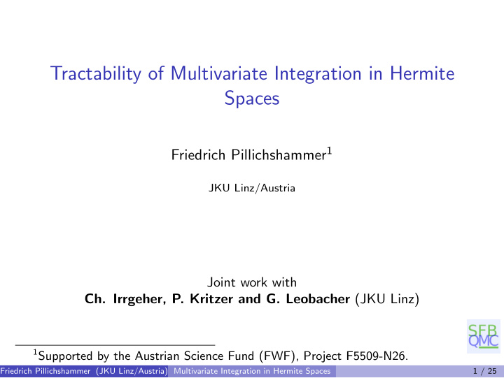 tractability of multivariate integration in hermite spaces