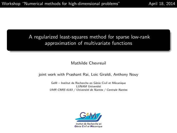 a regularized least squares method for sparse low rank