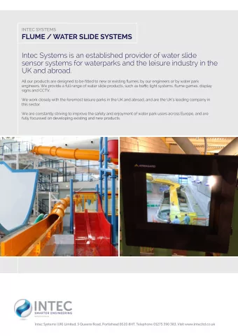 Intec Systems is an established provider of water slide  sensor systems for waterparks and the