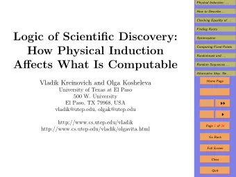 Logic of Scientific Discovery:  Optimization  How Physical Induction  Computing Fixed Points