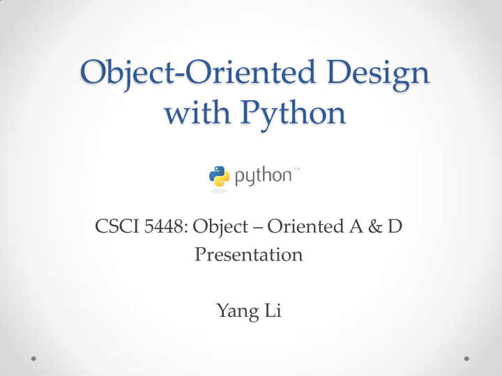 object oriented design with python