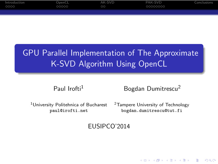 gpu parallel implementation of the approximate k svd