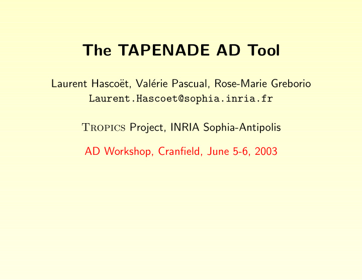 the tapenade ad tool