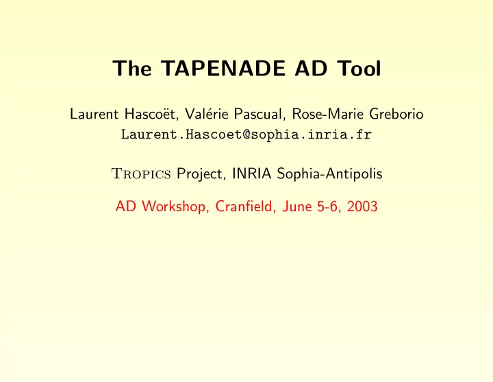 the tapenade ad tool