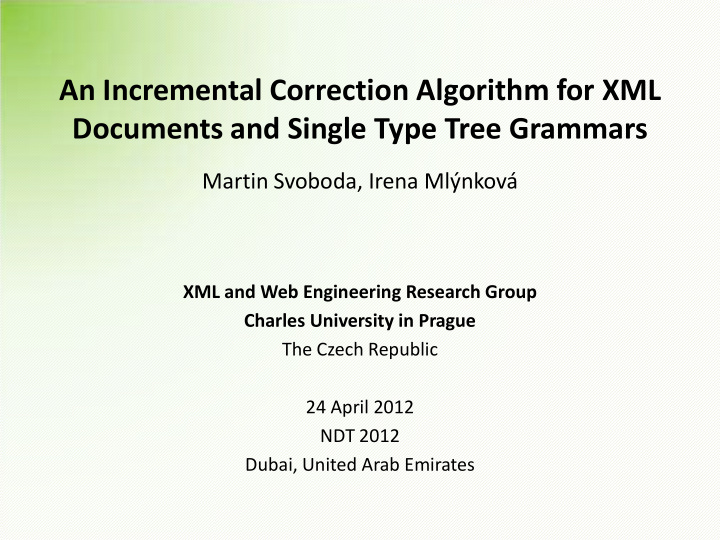 an incremental correction algorithm for xml documents and