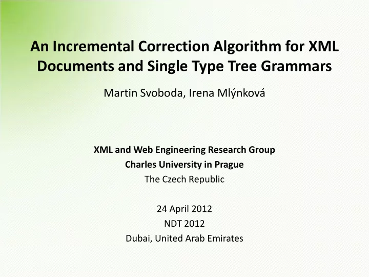 an incremental correction algorithm for xml documents and