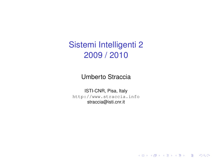 sistemi intelligenti 2 2009 2010