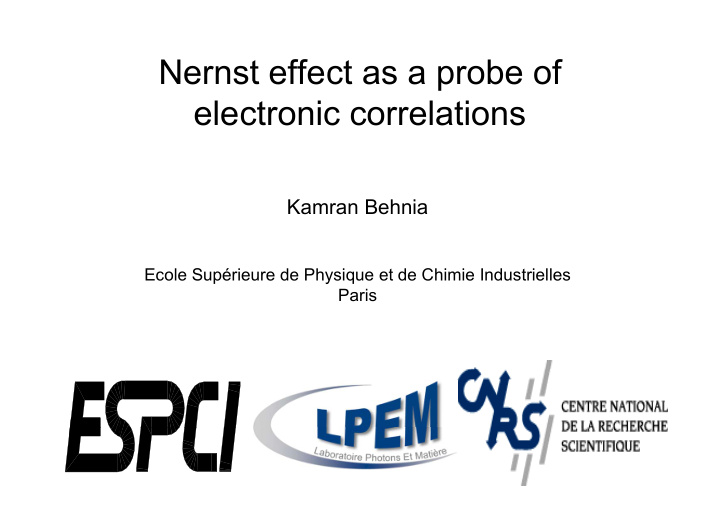 nernst effect as a probe of nernst effect as a probe of