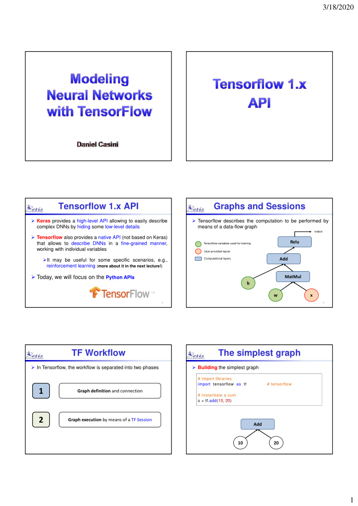 tensorflow 1 x api graphs and sessions