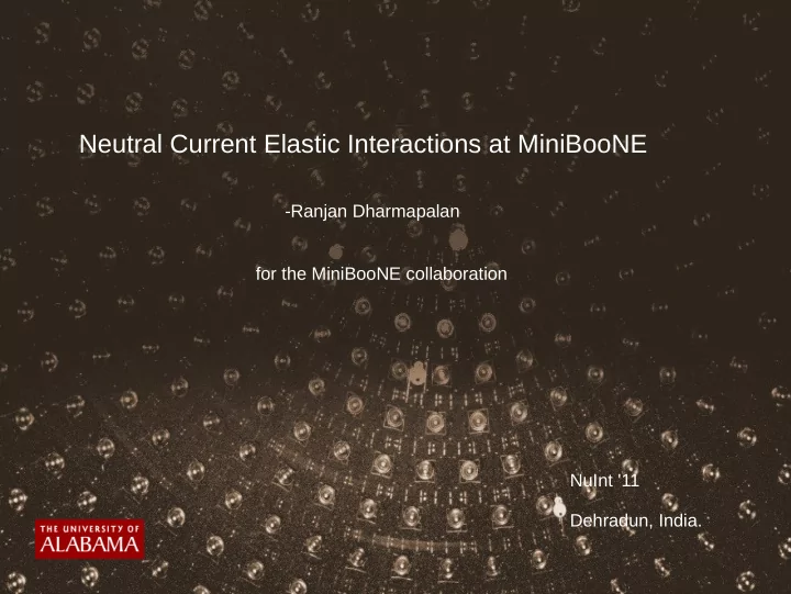 neutral current elastic interactions at miniboone