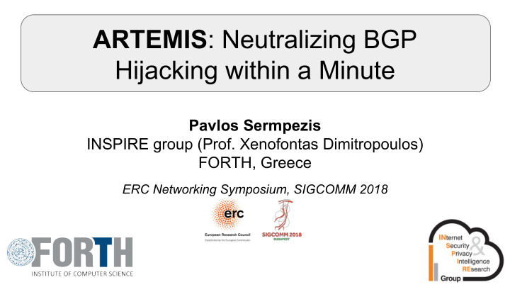 artemis neutralizing bgp hijacking within a minute