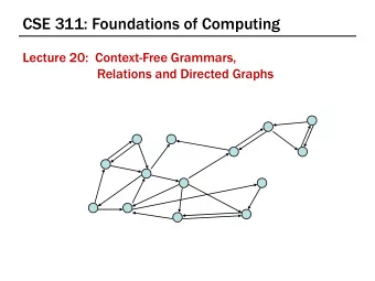 CSE 311: Foundations of Computing  Lecture 20:  Context-Free Grammars,  Relations and Directed