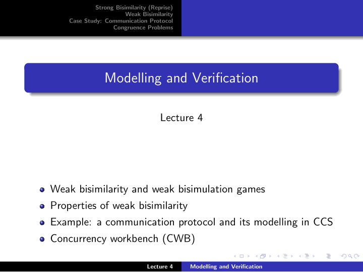 modelling and verification