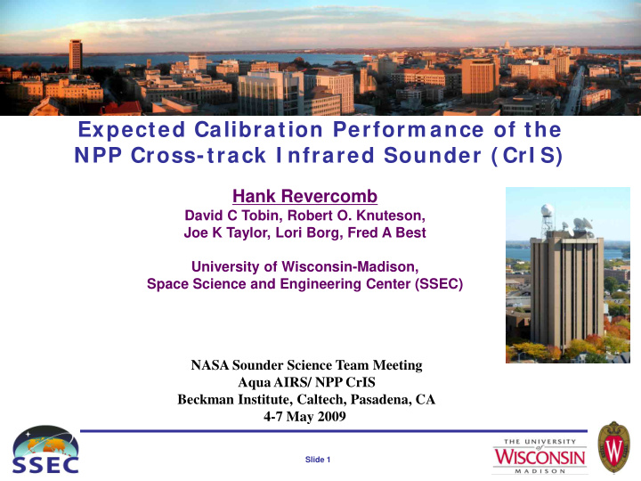 expected calibration perform ance of the npp cross track