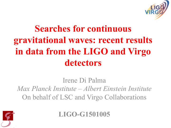 searches for continuous gravitational waves recent