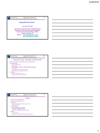 3/18/2018  [1]  PE  Prof. Mor M. Peretz  Analog Electronic Circuits 361-1-3671  M  I  C T HE C