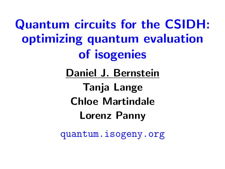 quantum circuits for the csidh optimizing quantum