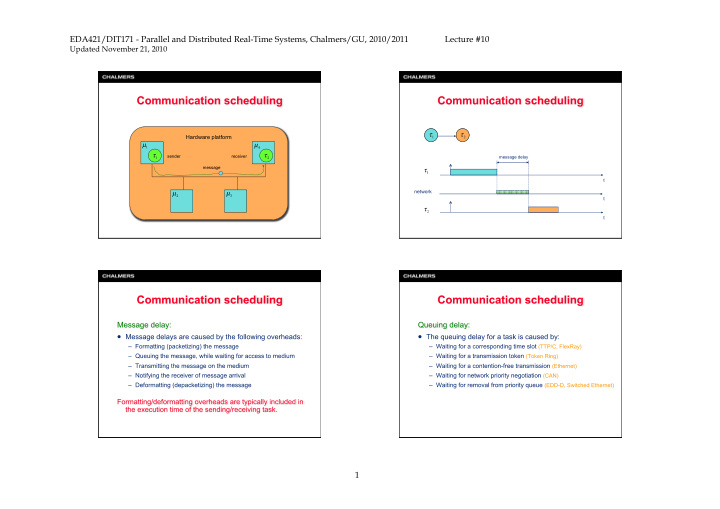 eda421 dit171 parallel and distributed real time systems