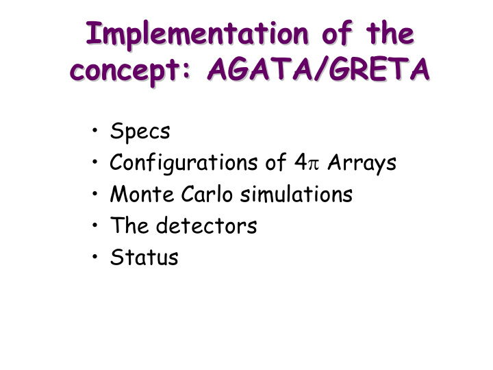 implementation of the implementation of the concept agata