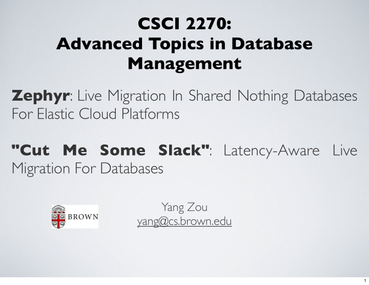 csci 2270 advanced topics in database management