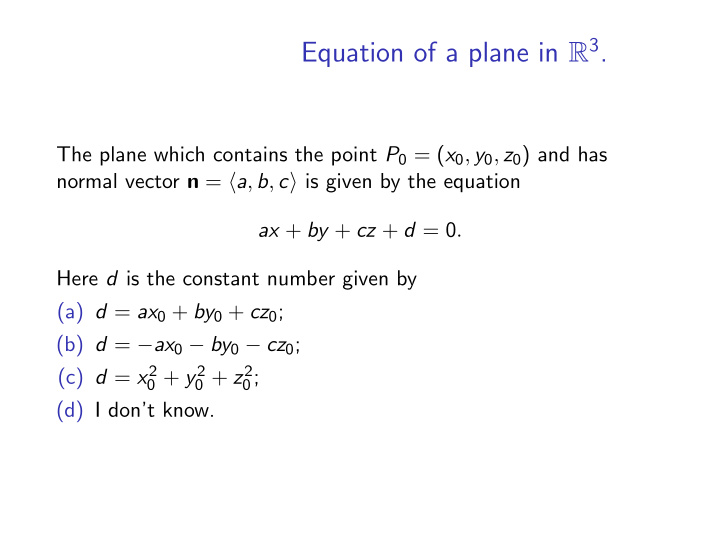 equation of a plane in r 3